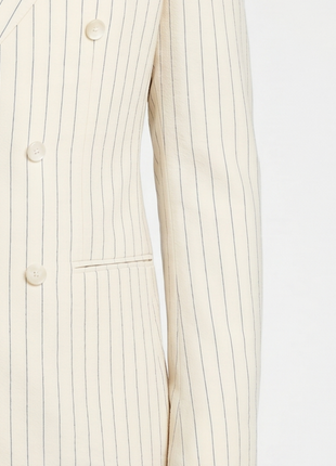 Canuti Cream & Blue Stripe Modern Fit Peak Lapel Stretch Double Breasted Seersucker Suit