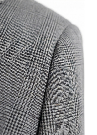 Tovaglia Mens Black & White Glen Plaid Classic Fit Peak Lapel Wool 2-Button Suit