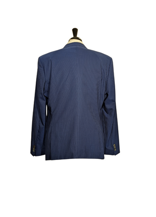 Hugo Boss Blue Pinstripe Slim Fit Notch Lapels 2-Button Wool Silk Suit - 46R