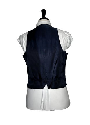 Armani Collezioni M-Line Solid Black Wool Blend Notch Lapel Modern Fit 3 Piece Suit 36R