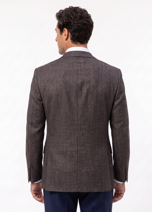 Canali Taupe Brown Herringbone Portly Fit Wool Notch Lapel 2-Button Sport Coat 48R