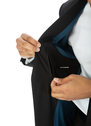 Raphael Mens Solid Black Slim Fit Stretch 2 Button Blazer Sportcoat