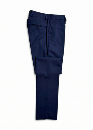 Arthur Black Solid Dark Blue Slim Fit Marzotto Gabardine Wool 2-Button Suit - The Suit Depot