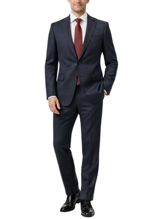 Centrion Mens Blue Microcheck Classic Fit Peak Lapel 2 Button Wool Suit