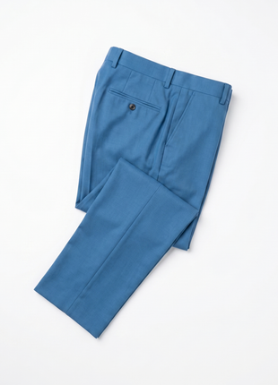 Mazara Mens Steel Blue Classic Fit Notch Lapels Patch Pockets Wool Stretch 2-Button Suit