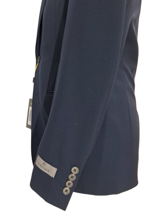 Canali Solid Navy 3-piece 100% Wool Suit 42R