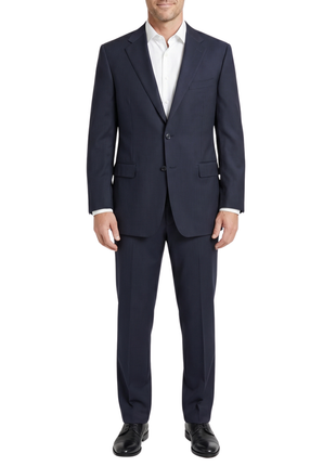 Canali Midnight Navy Tonal Stripe Notch Lapel Canvassed Portly Fit Wool 2-Button Suit 52R