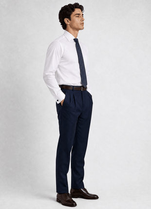 Christopher Morris Solid White Classic Fit Cotton Cutaway Collar Non-Iron French Cuff Dress Shirt