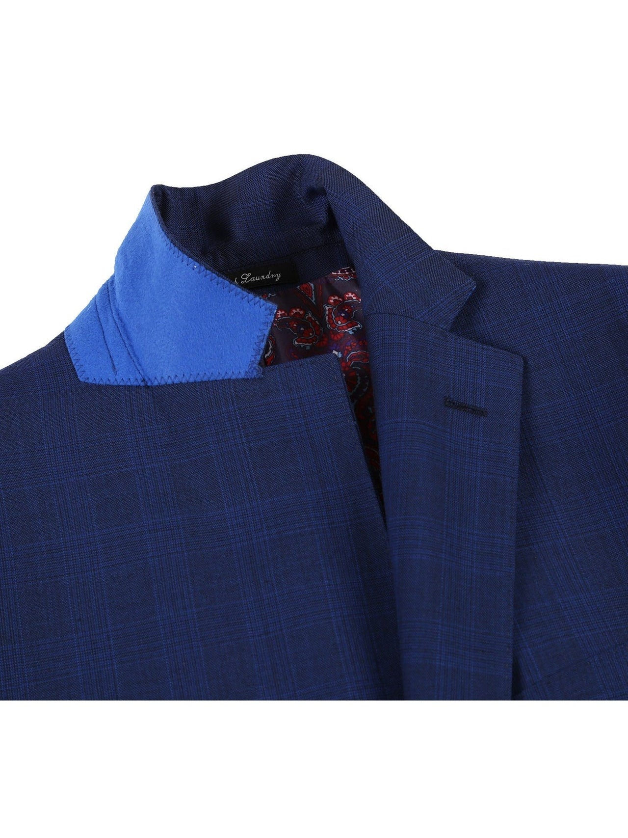 English Laundry Slim Fit Midnight Blue Check Wool Suit