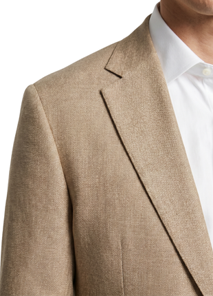 Beragamo Beige Textured Modern Fit Notch Lapel 2-Button Wool Sport Coat