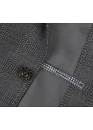Men's 3-Piece Classic Fit Single Breasted Windowpane Suit