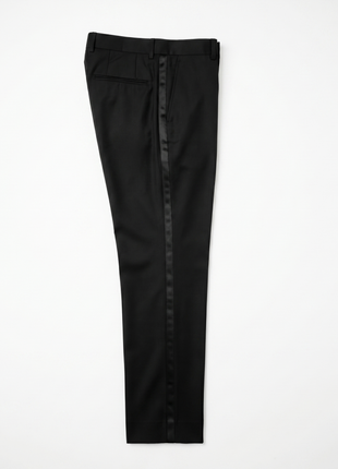 Canali Solid Black Modern Fit Canvassed Notch Lapel Wool-Mohair 2-Button Tuxedo 42R
