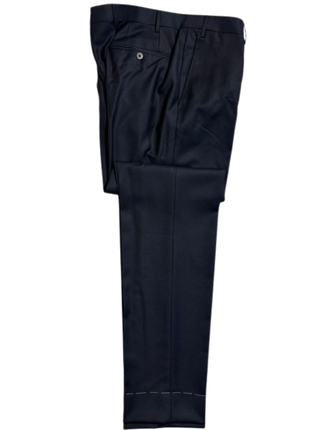 Corneliani Mens Dark Navy Blue Textured Fully-Canvassed Shawl Lapel Slim Fit 3-Piece Wool Tuxedo Suit - 42R