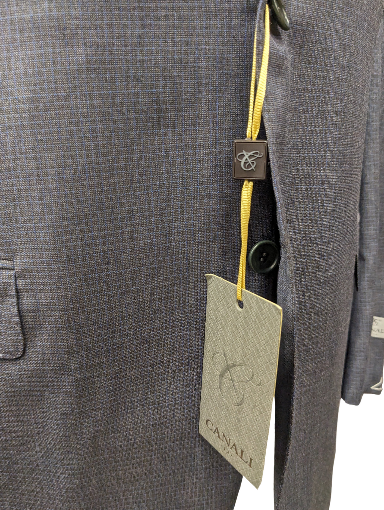 Canali 1934 Traje gris a cuadros 44L Drop 7 100% lana con 2 botones y 2 piezas para hombre