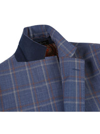 Thumbnail for English Laundry Slim Fir Light Steel Blue with Orange Check Wool Suit