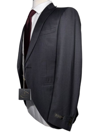 Corneliani Mens Gray and White Mixed Pattern Fully-Canvassed Peak Lapel Classic Fit 3-Piece Wool Suit - 36S