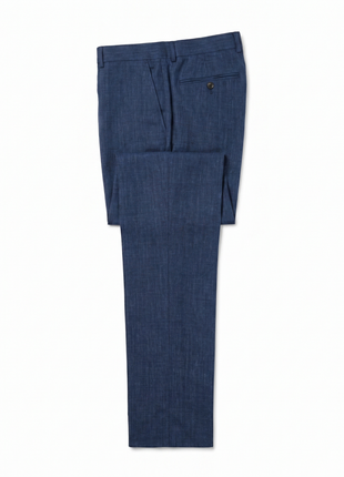 Brunello Cucinelli Mens Blue Heathered Textured Notch Lapel Slim Fit 3-Button Wool Blend Suit with Ticket Pocket  - 44L