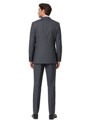 Michael Kors Gray Windowpane Classic Fit Notch Lapel 2-Button Wool Suit 44R