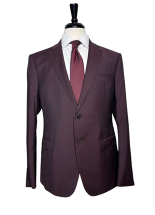 Emporio Armani Burgundy Textured Modern Fit Notch Lapel Two Button Wool Blazer Sportcoat 42R