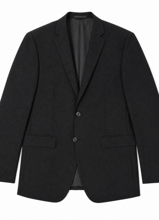 Hugo Boss Mens Solid Black Notch Lapels Classic Fit 2-Button Wool Suit - 40L