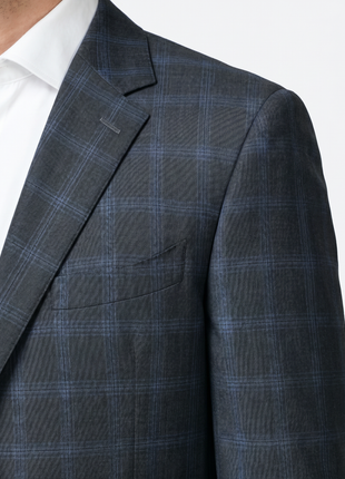 Canali 1934 Mens Gray Windowpane Notch Lapel 2 Button Wool Suit - 46L