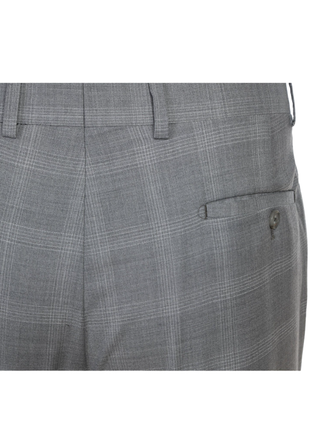 English Laundry Light Gray Plaid Slim Fit Notch Lapel Wool Blend Stretch 2 Button Suit