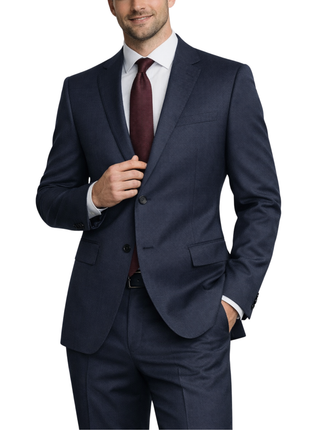 Centrion Micro-Check Blue Classic Fit Notch Lapel 2-Button Wool Suit