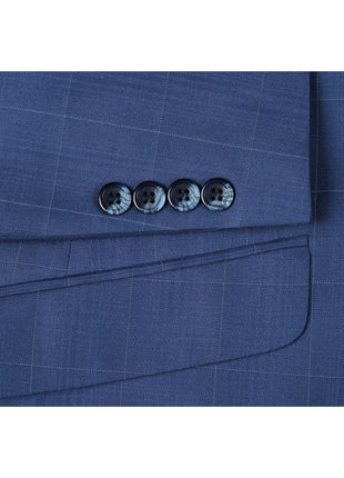 Men's Slim Fit 2-Piece Single Breasted Check Dress Suit