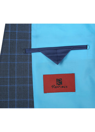 Men's Two Piece Classic Fit Windowpane Check Dress Suit