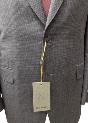 Canali 1934 Mens Gray Check 44R Drop 8 100% Wool 2 Button 2 Piece Suit