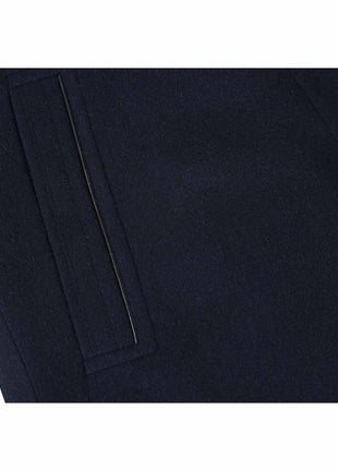 Raphael Solid Navy Wool Blend Short Coat