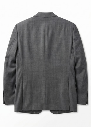 Hugo Boss Mens Charcoal Textured Notch Lapel Slim Fit 2-Button Wool Suit - 38R