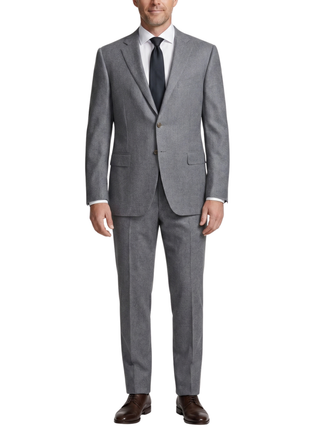 Canali Medium Heather Gray Modern Fit Notch Lapel Wool 2-Button Suit 44L