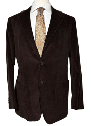 Andrea Borghi Mens Brown Corduroy Notch Lapel Slim Fit 3-button Cotton Suit - 44R