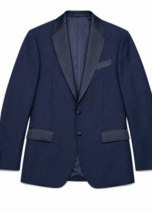 Corneliani CC Collection Navy Micro Check Satin Lapel Slim Fit 3-Piece Wool Tuxedo 44R