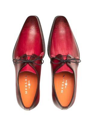 Mezlan Mens Burgundy Rust Lace-Up Oxford Leather Dress Shoes