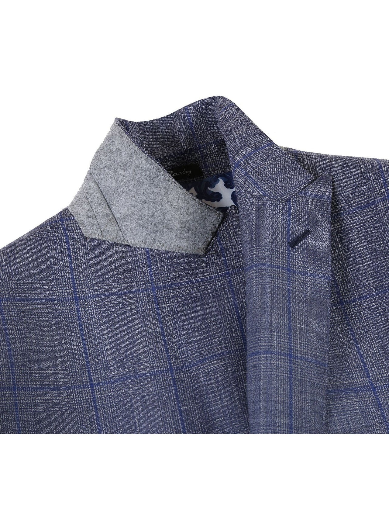 Gray with Blue Windowpane Wool Suit