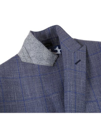 Thumbnail for Gray with Blue Windowpane Wool Suit