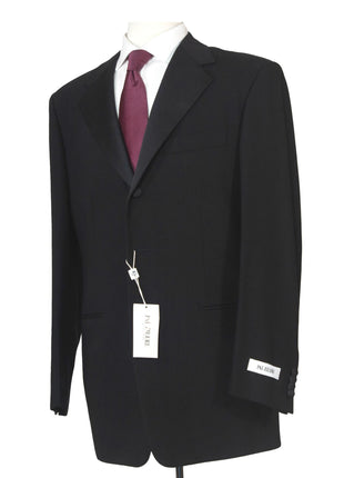 Pal Zileri Mens 40L Drop 8 Solid Black 100% Wool 2 Piece Tuxedo