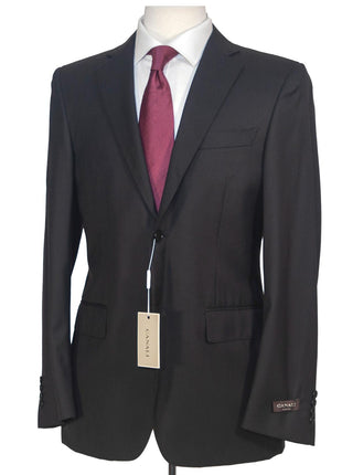 Canali 1934 Mens Solid Black 38R Drop 4 100% Wool 2 Piece Suit