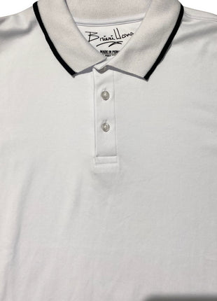 Briani Uomo Mens White 100% Pima Cotton Short Sleeve Polo Casual Shirt