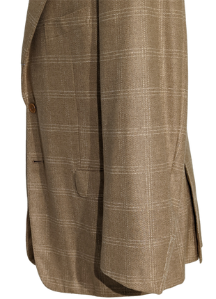Sartoria Partenopea Men's Tan Windowpane 3-Roll-2 100% Cashmere Sport Coat 46R