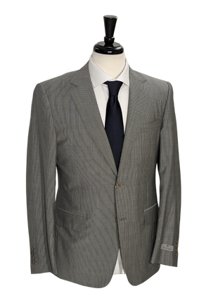 Canali Light Gray Pinstripe Wool Blend Suit 38R