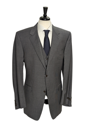 Canali Dark Gray 3-piece Pinstriped 100% Wool Suit 46XL