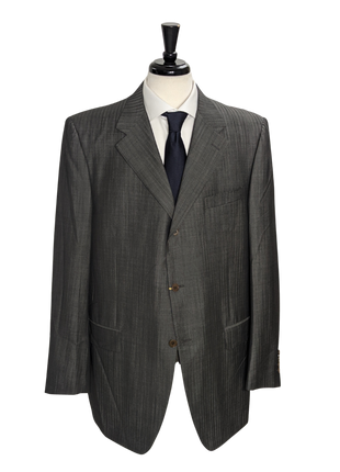 Canali Dark Gray Herringbone Wool Blend 3-Button Suit 48L