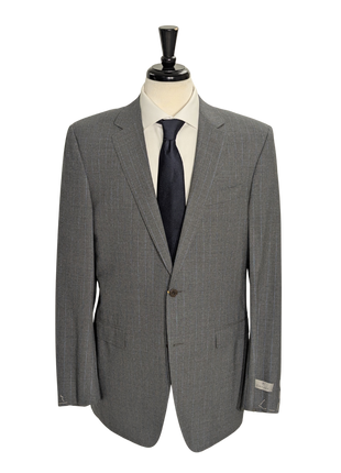 Canali Gray Pinstriped 100% Wool Suit 44L