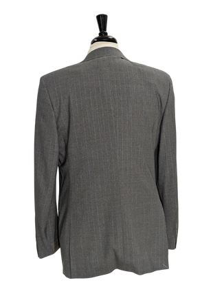 Canali Gray Pinstriped 100% Wool Suit 44L