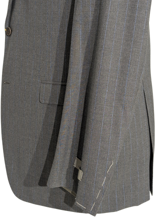 Canali Gray Pinstriped 100% Wool Suit 44L