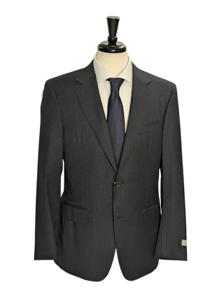 Canali Charcoal Pinstriped 100% Wool Suit 40R