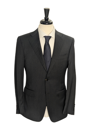 Canali Charcoal Pinstriped Fully-Canvassed 100% Wool Suit 36R